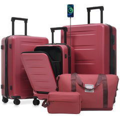 Luggage Sets 5 Piece with Front Opening, Hardside Expandable Carry On Suitcase Set with Double Spinner Wheel, Lightweight Travel Luggage with USB Port,TSA Locks
(20"24"28")