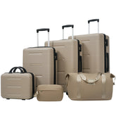 6 Piece Luggage Set,Lightweight Hardshell Suitcase with Double Spinner Wheels Handle Password Lock,14 IN Cosmetic Case 20/24/28 IN Luggages with Duffel Bag and Toiletry Bag