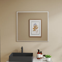 Transform Your Bathroom with This Stunning 32-inch Aluminum Silver Mirror!
