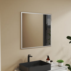 Transform Your Bathroom with This Stunning 32-inch Aluminum Silver Mirror!