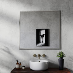 Transform Your Bathroom with This Stunning 32-inch Aluminum Silver Mirror!