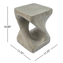 MGO Twist Shape Side Table, Wood-like texture, Grey Color