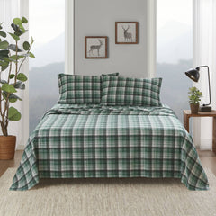 4 PCS Full Sheet Set Green Plaid