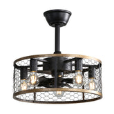 20 Inch Industrial Cage Ceiling Fan with Remote Control - 7 ABS Blades, DC Motor, 1H/4H/8H Timer