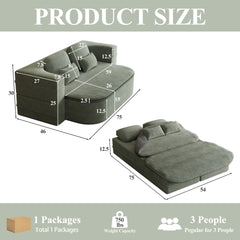 75''2-in-1 Foldable Sofa,Convertible Sleeper Foam Sofa Bed with Multi Functional Blanket, Corduroy Floor folding sofa bed, Floor Sofa Lounge Sofa for Living Room Bedroom Lounge Studio