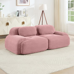 82'' loveseat sofa in luxuryCorduroy Fabric modular for free combo separation curved armrests ,anti-slip design high-resilience sponge fits living rooms bedrooms Audiovisual Room, Pink