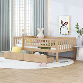 Twin Size Daybed Wood Bed with Two Drawers, Natural