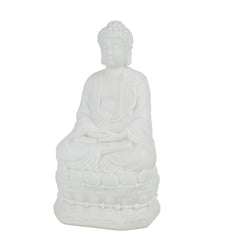 5.5x4.7x11.8" White Sitting Buddha Figure