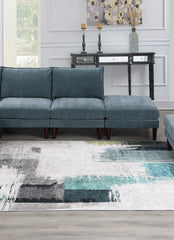 Gorgeous 6pcs Modular Set 4x Armless Chairs 2x Ottomans Living Room Furniture Mineral Color Morgan Fabric Couch