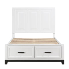 White Finish Full Platform Bed with Storage Drawers Wooden Bedroom Furniture 1pc
