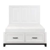 White Finish Full Platform Bed with Storage Drawers Wooden Bedroom Furniture 1pc