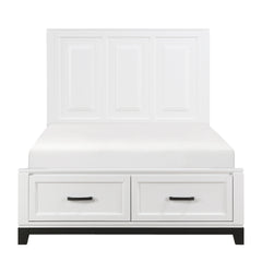 White Finish Full Platform Bed with Storage Drawers Wooden Bedroom Furniture 1pc