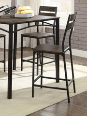 Black Metal Frame Counter Height Dining 5pc Set Wooden Set Table Top Counter Height Dining Table 4x High Chairs Dining Room
