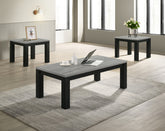 Gray Black 3-Piece Living Room Table Set Table Top Cocktail Table and Two Matching End Tables Wooden Furniture