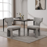 22.05" Wide Modern Upholstered Chenille Dining Chair Set of 2 with Rubberwood Legs, Armless Curved Back Accent Chairs for Living Room Bedroom Restaurant Cafes Dining Room Reception, White/Black
