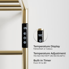Heated Towel Rack with Top Shelf, 3-Bar Towel Wall MountedWarmer for Bathroom with Intelligent Touch Screen Timer, 304 Stainless Steel Polished, Plug-in/Hard-Wired