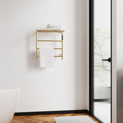 Heated Towel Rack with Top Shelf, 3-Bar Towel Wall MountedWarmer for Bathroom with Intelligent Touch Screen Timer, 304 Stainless Steel Polished, Plug-in/Hard-Wired