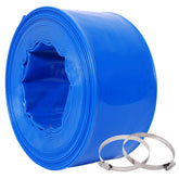 3"x50FtPool Backwash Hose, Blue Heavy Duty Reinforced PVC Lay Flat Water Discharge Hose for Swimming Pool Filter Pump,with 2 Clamp