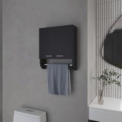 Goodyear Medicine Cabinet in Melamine With a Towel Bar, Black