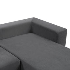 101-inch L-shaped modular sofa with deep seat design, no assembly required, high-density foam filling with high-carbon steel wrapped springs,-loung bed, suitable for living room, bedroom, apartment.