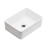 Rectangular Vessel Sink, 16"X12" Small Bowl Bathroom Vessel Sink, White Ceramic Lavatory Above Counter Art Basin Vanity Sink