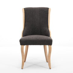 Snow Velvet Dining Chairs, Mid-Century Style with Curved Wood Trim & Sculpted Legs, Upholstered Comfort for Dining/Lounge, Accent Seating with Fluffy Fabric & Sturdy Wood, Set of 2, Gray