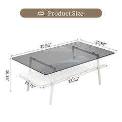 Coffee Table and End tables Set of 3, Tempered Glass Table with MDF layer, Modern Tables for Living Room , Gray Glass