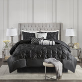 7-Piece Queen 100% Polyester Pieced Pleated Tufted Comforter Set