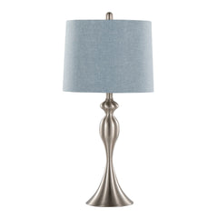 Ashland 27" Contemporary Metal Table Lamp in Brushed Nickel with Light Blue Linen Shade from Grandview Gallery by LumiSource - Set of 2