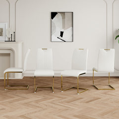 Modern Dining Chairs with Faux Leather Padded Seat Dining Living Room Chairs Upholstered Chair with gold Metal Legs Design for Kitchen, Living, Bedroom, Dining Room Side Chairs Set of 4