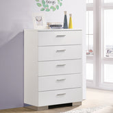 Dulcey White High Gloss 5-drawer Bedroom Chest