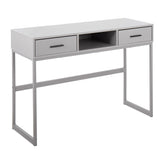 Franklin Contemporary Console Table in Grey Metal and Grey Wood by LumiSource
