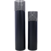 Lantern Column, Set of 2, Decorative Column for Garden in Industrial Design, Lantern for Outdoor and Indoor, Lantern Including Candles, Oriental, 37 1/2+ 29 1/2 in