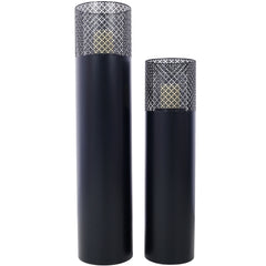 Lantern Column, Set of 2, Decorative Column for Garden in Industrial Design, Lantern for Outdoor and Indoor, Lantern Including Candles, Oriental, 37 1/2+ 29 1/2 in