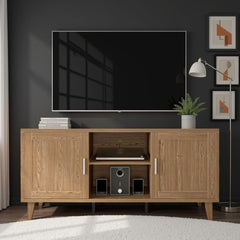 Modern 60 Inch TV Stand for TVs up to 65 inches, Classic Walnut Finish