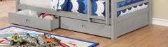 Twin Over Twin Modern Transitional Bunk Bed With Two Drawers For Under Bed Storage And Attached Ladder Gray