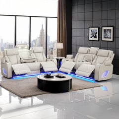 Fortuner Modern Style Upholstery Recliner 2PC Livingroom Set Made with Wood & Massage Function Included-Beige(NJ inventory)