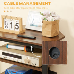 HOMCOM TV Stand, AV Media Stand, Corner Audio Tower with Storage Shelves and Steel Frame, Living Room Storage, Brown