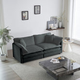 Modern Fabric Loveseat Sofa Couch for Living Room, Upholstered Large Size Deep Seat 2-Seat Sofa with 4 Pillows ,Gray Chenille