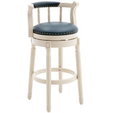 Cow top Leather Wooden Bar Stools, 360 Degree Swivel Bar Chair with Backs,Bar height Couner Height Barstools for Home Kitchen Dining Room and Bar Room(WHITE-BLUE 1pc)