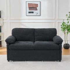 Convertible Pull Out Sofa Bed Queen Size, 3-in-1 Convertible Sleeper Couch with Thicked Cushions and Side Storage,Multi-Functional chenille Loveseat Sofa for Living Room,Bedroom,Apartment,Office,Black