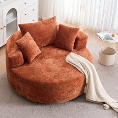 Round Accent Chair, 360 Swivel Chenille Barrel Chair, Fluffy Modern Sleeper for Living Room, Bedroom, Reading Room and Lounge
