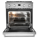 30 in Gas Range Oven 4 Sealed Burners Convection Oven in Stainless Steel
