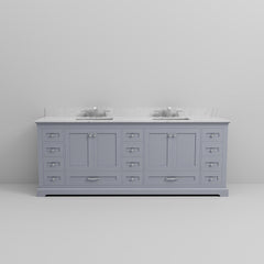Dark Grey Double Bath Vanity 84 in. W x 22 in. D, Carrara Marble Top, and Faucet Set