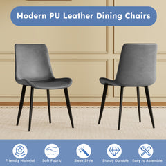 Dining Chairs Set of 4, Modern Design Home Chairs, PU Leather Metal Dining Chairs for Kitchen Dining Room-Gray