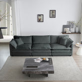Mid-Century Modern Couch 3-Seater Sofa with 2 Armrest Pillows and 3 Toss Pillows, Couch for Living Room Gray Chenille