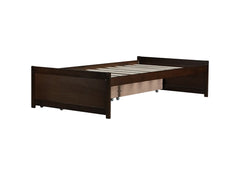 Twin Size Bed with 2 Drawers, Solid Rubber Wood Bed,Espresso