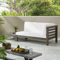 OANA RIGHT CORNER BENCH AND COFFEE TABLE, WHITE
