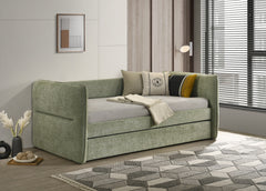 Luxurious 1pc Modern Daybed Pull Out Trundle Button Tufted Nailhead Trim Bedroom Living Room Furniture Light Green Finish