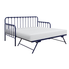 Daybed with Lift-up Trundle 1pc Navy Blue Finish Metal Frame Classic Design Home Furniture
